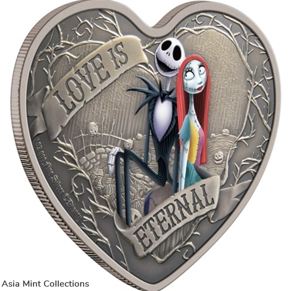 coins ingots bullion 2021 disney the nightmare before christmas love is eternal 1oz silver coin