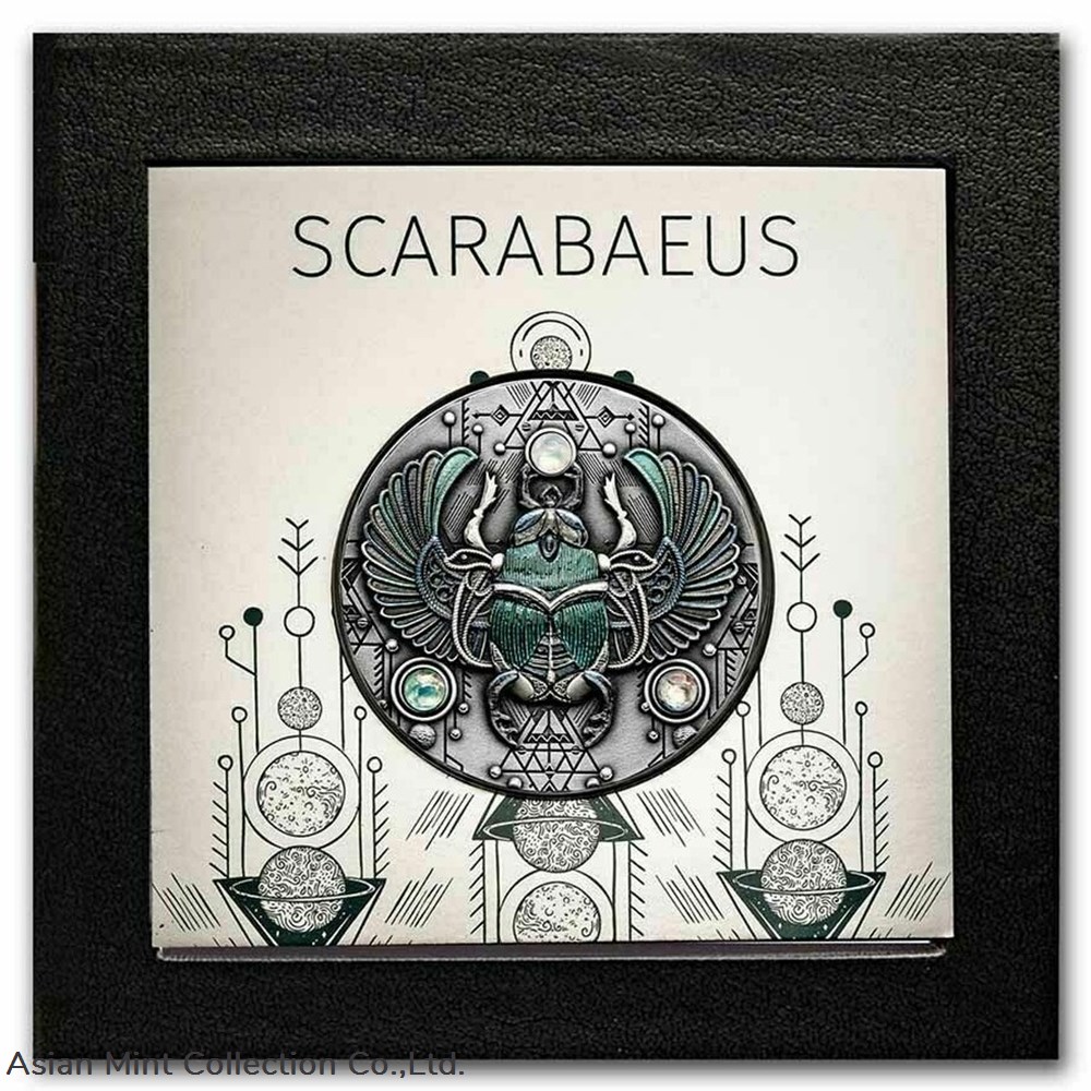 2021 Niue $5 Crystal Scarabaeus Antique 2oz Silver Coin w/Gemstone 5 coins ingots bullion 2021 niue 5 crystal scarabaeus antique 2oz silver coin w gemstone