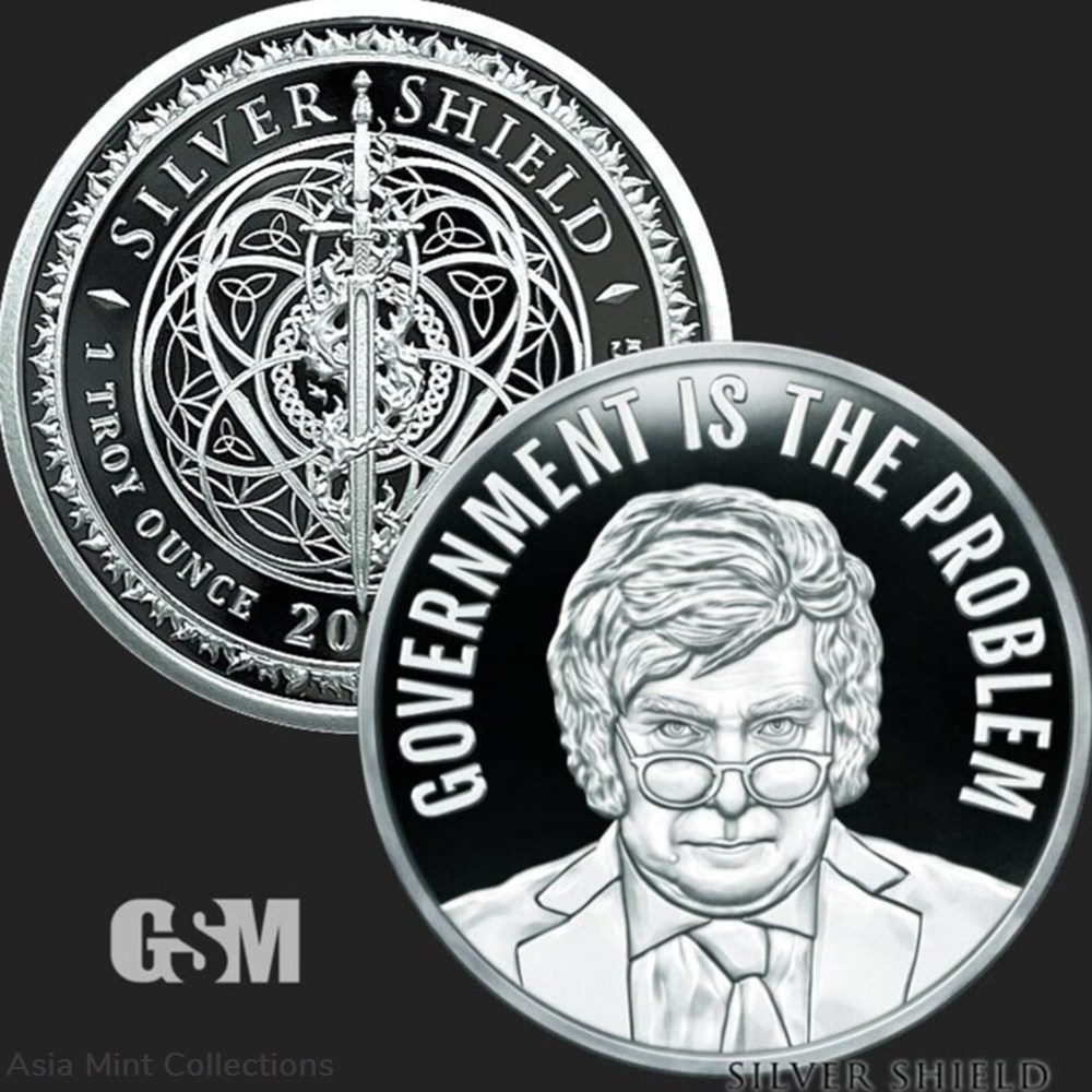 2024 1OZ GOVERNMENT IS THE PROBLEM PROOF - Silver Shield .999 Pure - "iN-HAND" 4 coins world united states 2024 1oz government is the problem proof silver shield 999 pure in hand
