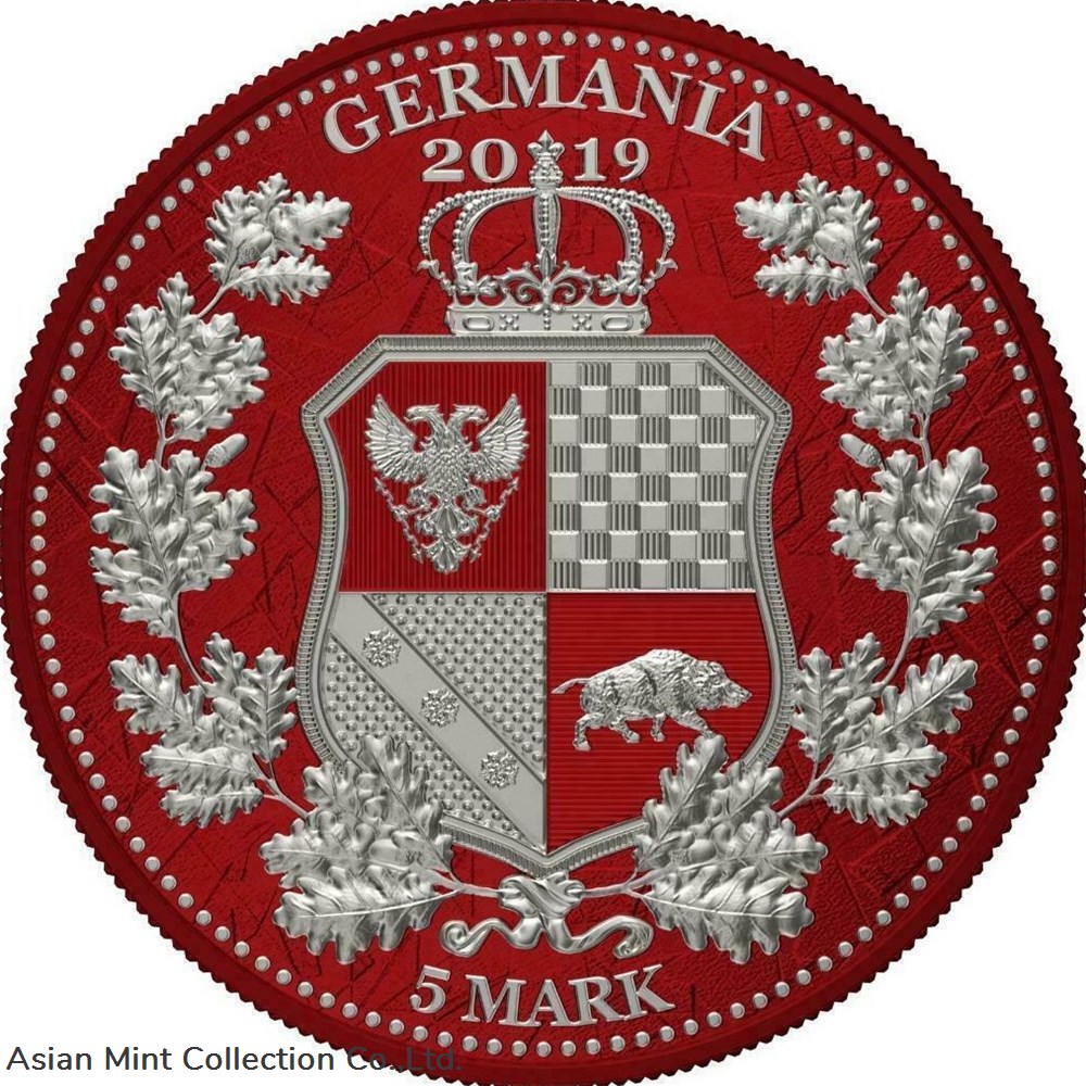 coins ingots bullion 2019 germania coin 5 mark the allegories 1oz silver i color dark red