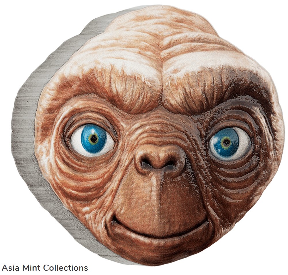 2022 - Niue E.T. 40th Anniversary The Extra Terrestrial 2oz Silver Shaped Coin 2 coins ingots bullion 2022 niue e t 40th anniversary the extra terrestrial 2oz silver shaped coin