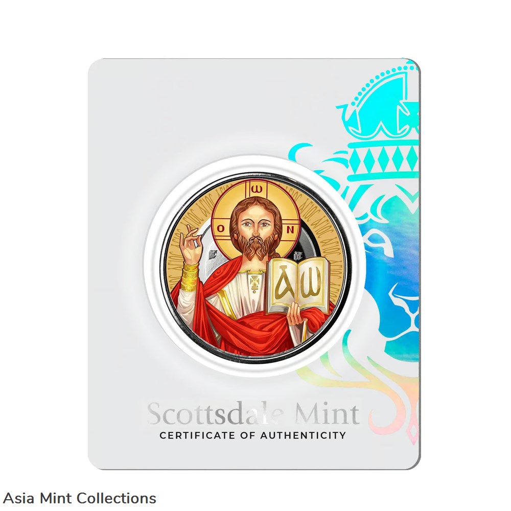2023 - The Teacher Jesus 1oz Silver Color 999 Samoa 2 Tala ST / BU in Slab coins ingots bullion coin 2023 the teacher jesus 1oz silver color 999 samoa 2 tala st bu in slab
