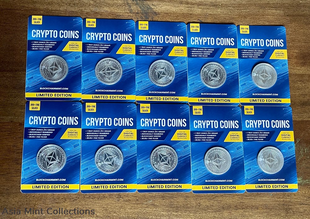 2020 - 10 x Ethereum 1oz 999+ Silver Crypto Coins Series Card ERROR Blockchain ETH ingots bullion 2020 10 x ethereum 1oz 999 silver crypto coins series card error blockchain eth