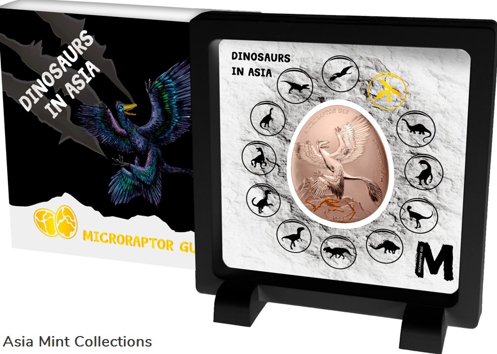 2022 - Samoa 20cents Dinosaurs in Asia 5 Microraptor Gui Curved commemorative coin 3 coins ingots bullion copper 2022 samoa 20cents dinosaurs in asia 5 microraptor gui curved commemorative coin
