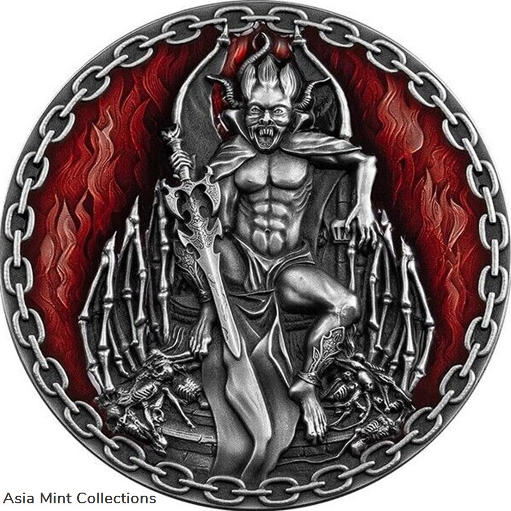 2022 - Mephistopheles Devils and Demons 2 oz Antique finish Silver Coin Cameroon coins ingots bullion 2022 mephistopheles devils and demons 2 oz antique finish silver coin cameroon