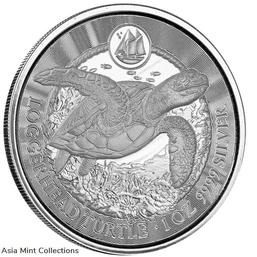 2023 - Cayman Islands $1 Loggerhead Turtle 1 Oz Silver 999 Proof Like 2 coins ingots bullion coin 2023 cayman islands 1 loggerhead turtle 1 oz silver 999 proof like