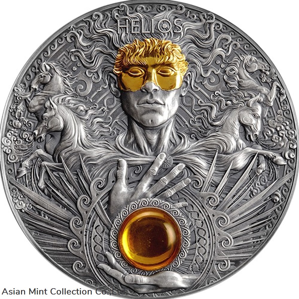 2022 - Helios Divine Faces of the Sun 3 oz Antique finish Silver Coin 5$ 2 coins ingots bullion 2022 helios divine faces of the sun 3 oz antique finish silver coin 5