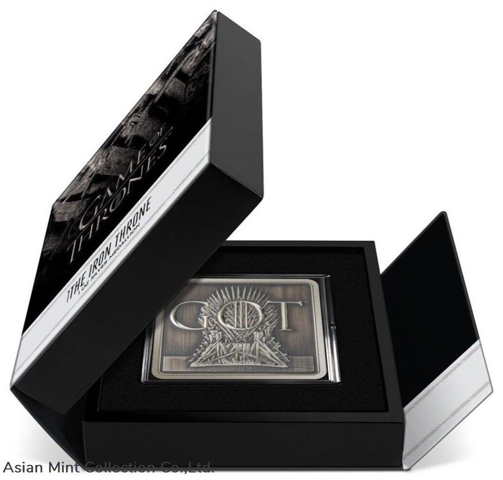 2022 Game of Thrones Iron Throne 1oz Silver Medallion 5 coins ingots bullion ingot 2022 game of thrones iron throne 1oz silver medallion
