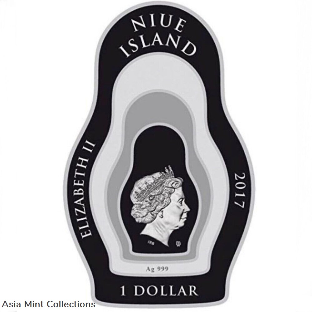 2017 MATRYOSHKA Shaped 1 Oz Silver Coin 1$ Niue Island 2 coins ingots bullion 2017 matryoshka shaped 1 oz silver coin 1 niue island