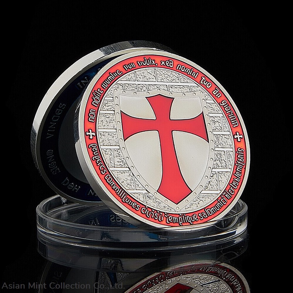 coins world united states 2021 the red knights templar crusaders shield cross commemorative silver plated coin
