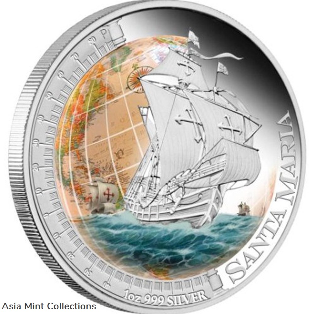 2011 Tuvalu Coloured 1oz Silver Proof Ships That Changed the world - Santa Maria coins ingots bullion coin 2011 tuvalu coloured 1oz silver proof ships that changed the world santa maria