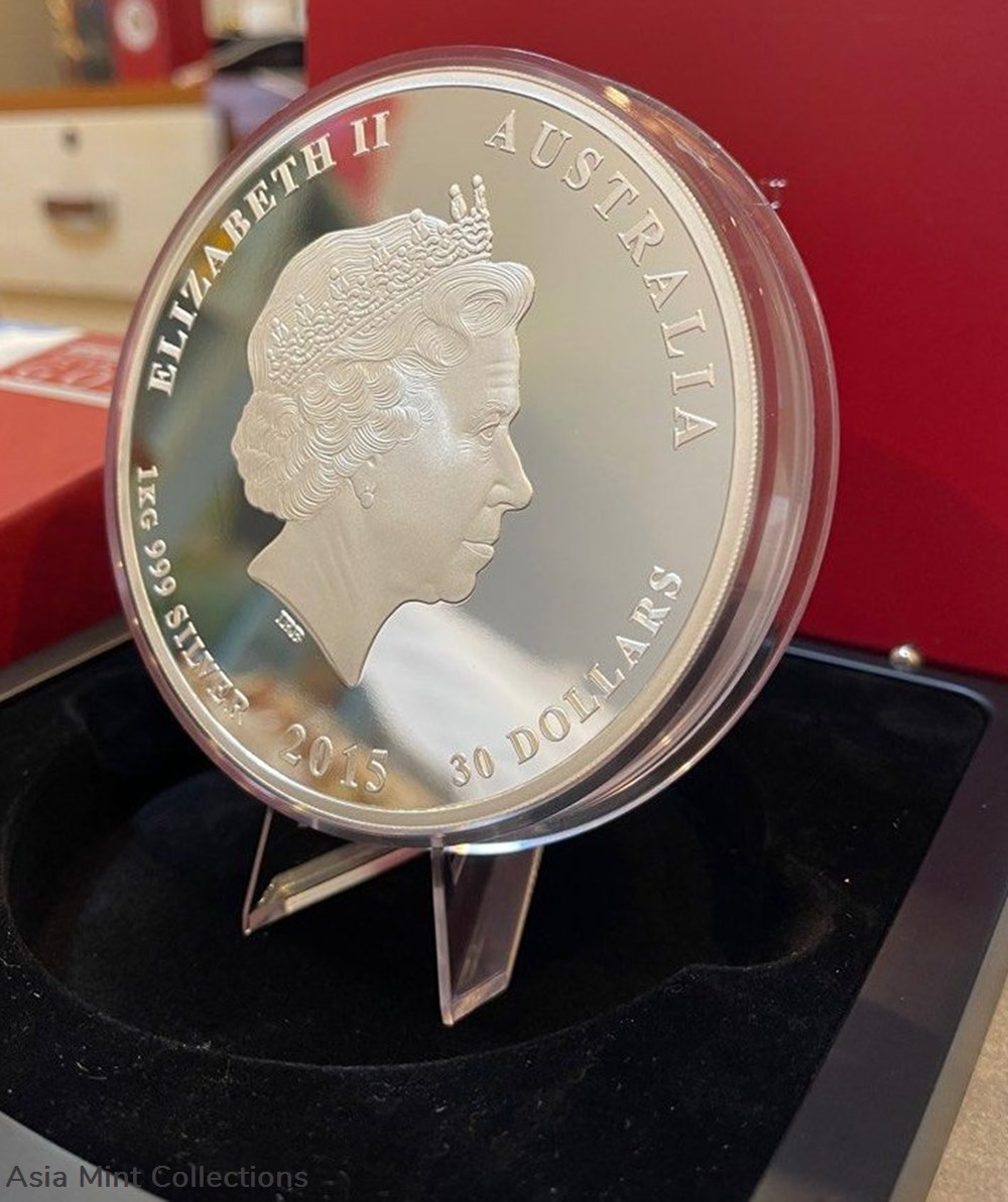 2015 Australia $30 (Series I) Lunar Year Of Goat 1-Kilo Silver Coin (Proof Edition) - RARE 5 coins ingots bullion 2015 australia 30 series i lunar year of goat 1 kilo silver coin proof edition rare