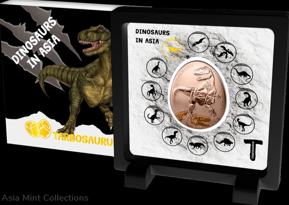 2022 - Samoa 20cents Dinosaurs in Asia 3 Tarbosaurus Curved commemorative coin 3 coins ingots bullion copper 2022 samoa 20cents dinosaurs in asia 3 tarbosaurus curved commemorative coin