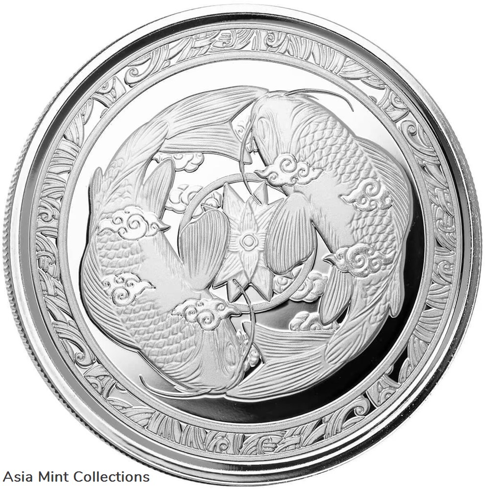 2023 - Koi Fish 1 Oz 999 Silver Fiji 1 Dollar Proof Like 2 coins ingots bullion coin 2023 koi fish 1 oz 999 silver fiji 1 dollar proof like