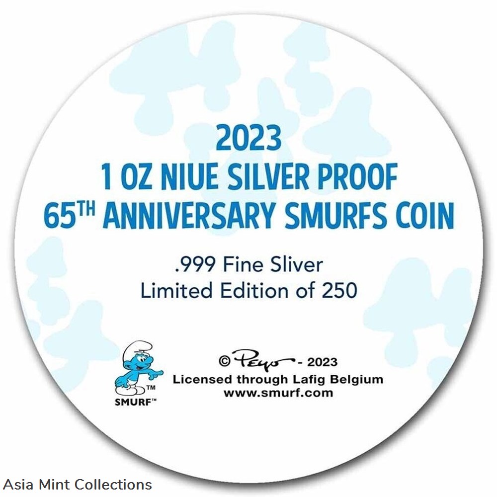 2023 - Smurfs Smurfs 65th Anniversary 1oz 999 Silver Niue Proof with Original Packaging 8 coins ingots bullion coin 2023 smurfs smurfs 65th anniversary 1oz 999 silver niue proof with original packaging