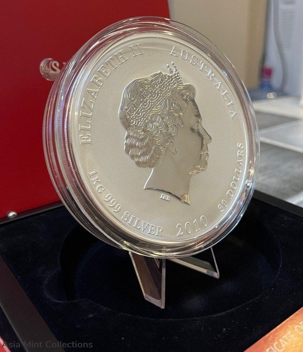 2010 Australia $30 (Series II) Lunar Year Of Tiger 1-Kilo Silver Coin with Topaz Gems on Eyes 5 coins ingots bullion 2010 australia 30 series ii lunar year of tiger 1 kilo silver coin with topaz gems on eyes