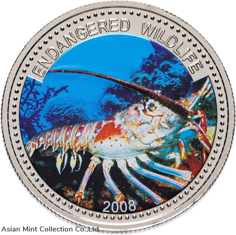 2008 - Palau Endangered Wildlife Spiny Lobster $1 Proof Crown Color coins ingots bullion silver coin 2008 palau endangered wildlife spiny lobster 1 proof crown color