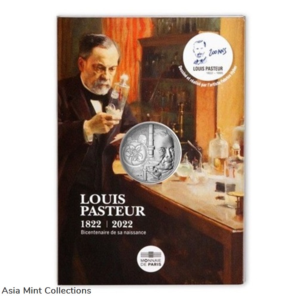 2022 - 10 euro France silver – Louis Pasteur 3 coins ingots bullion coin 2022 10 euro france silver louis pasteur