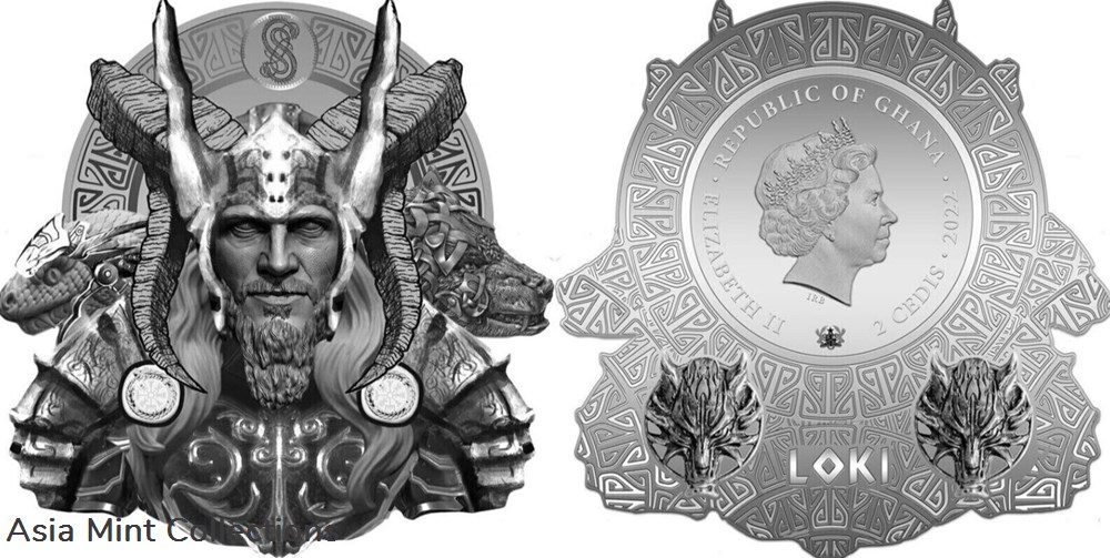coins 2023 ghana norse gods loki silver plated 34 3g cn coin 2 500 mintage