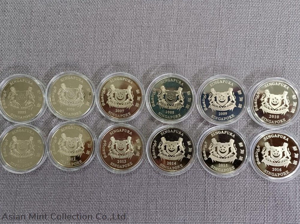 2005-2016 Singapore Zodiac 3rd Series full set $2 Cupro Nickel Coin 2 coins world 2005 2016 singapore zodiac 3rd series full set 2 cupro nickel coin