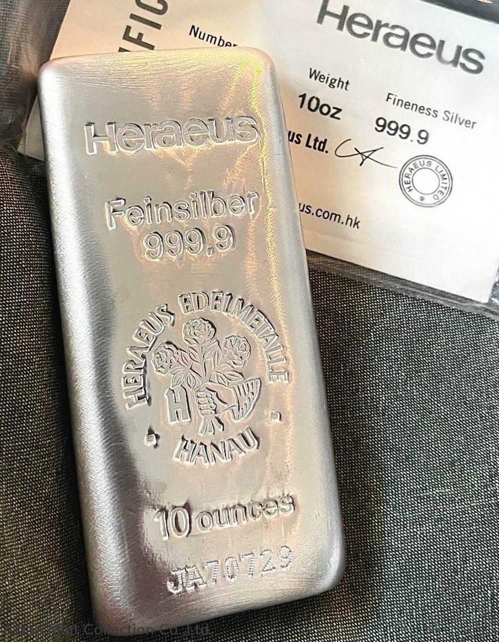 HERAEUS 10 OZ Silver Barf Bullion coins ingots heraeus 10 oz silver barf bullion