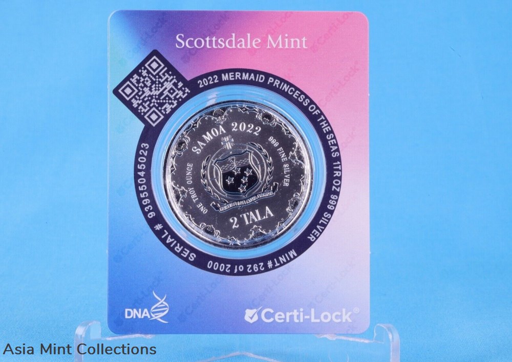 2022 - Samoa 2 Tala 1oz 999 Silver Mermaid Princess of the Seas Color Proof 5 coins ingots bullion 2022 samoa 2 tala 1oz 999 silver mermaid princess of the seas color proof