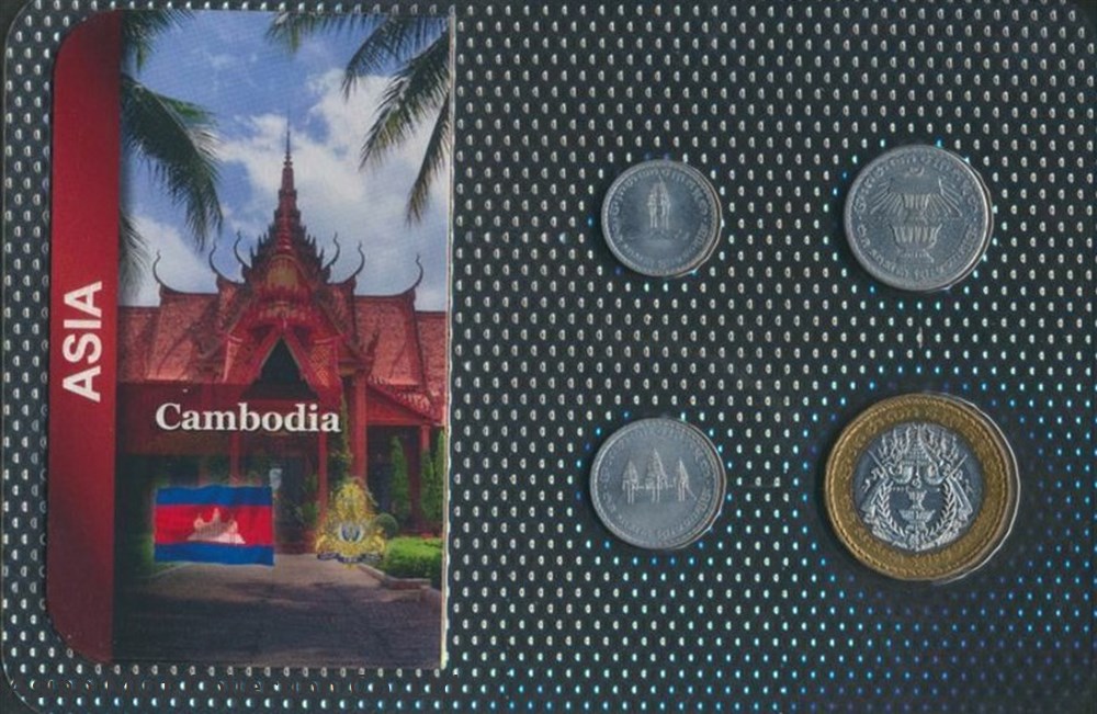 1994 - Cambodia BU coin set, 50 until 500 Riels banknotes asia 1994 cambodia bu coin set 50 until 500 riels