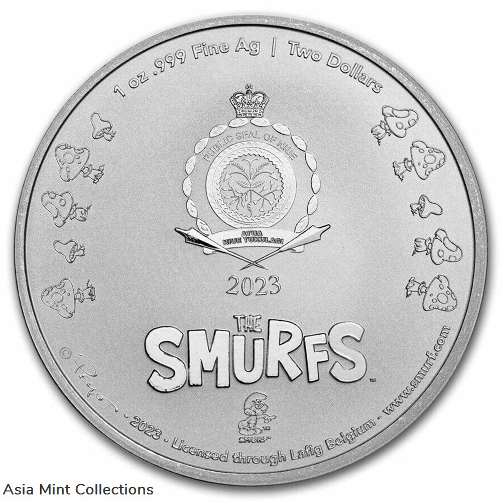 2023 - Smurfs Smurfs Smurfs Smurfets 1 Oz 999 Silver Colored Niue ST/BU 5 coins ingots bullion coin 2023 smurfs smurfs smurfs smurfets 1 oz 999 silver colored niue st bu