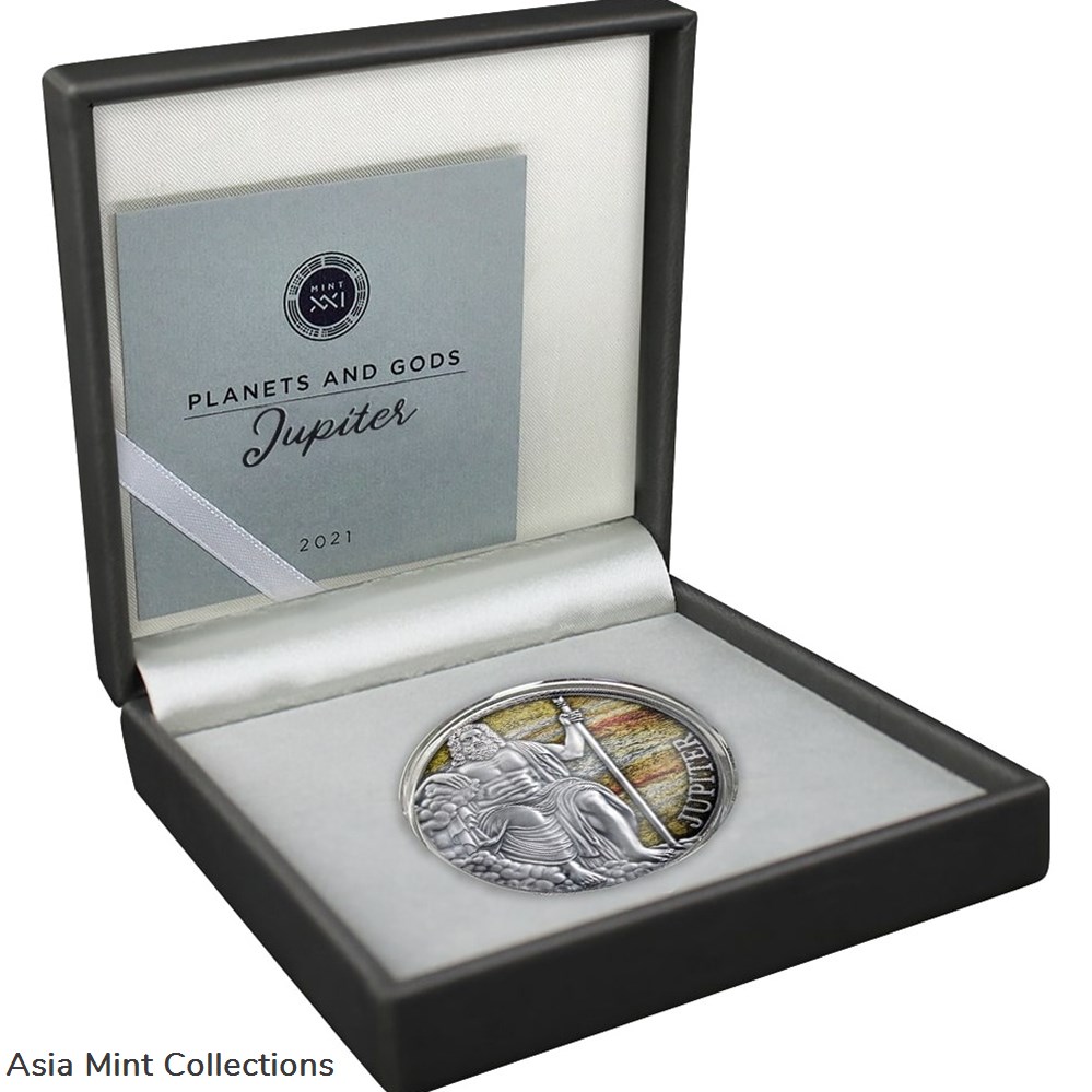 2021 - Jupiter Planets and Gods 3 oz Antique finish Silver Coin CFA 4 coins ingots bullion 2021 jupiter planets and gods 3 oz antique finish silver coin cfa
