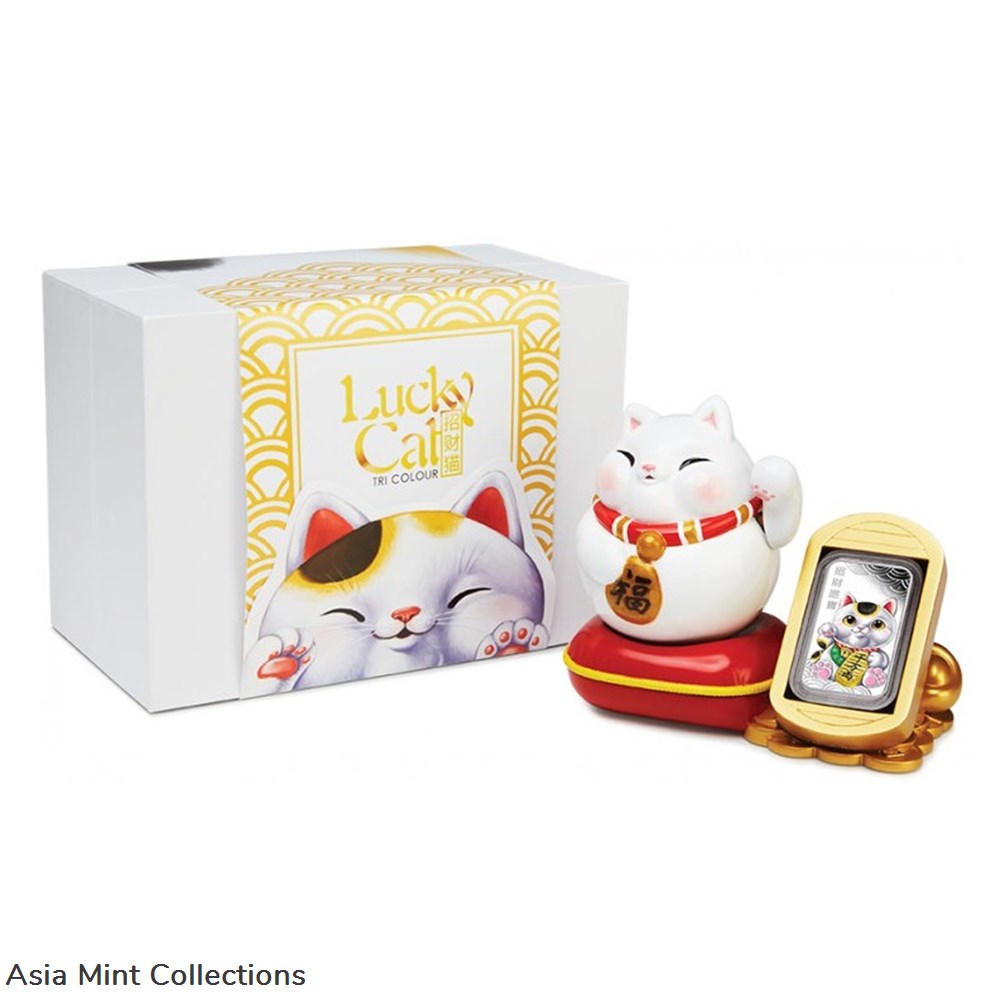 2018 - Lucky Cat 1oz Silver Proof Coin from The Perth Mint 3 coins ingots bullion 2018 lucky cat 1oz silver proof coin from the perth mint