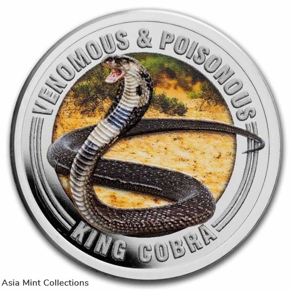 2022 Samoa Venomous & Poisonous King Cobra 1/2 oz Silver Colorized Coin 2 coins ingots bullion 2022 samoa venomous poisonous king cobra 1 2 oz silver colorized coin