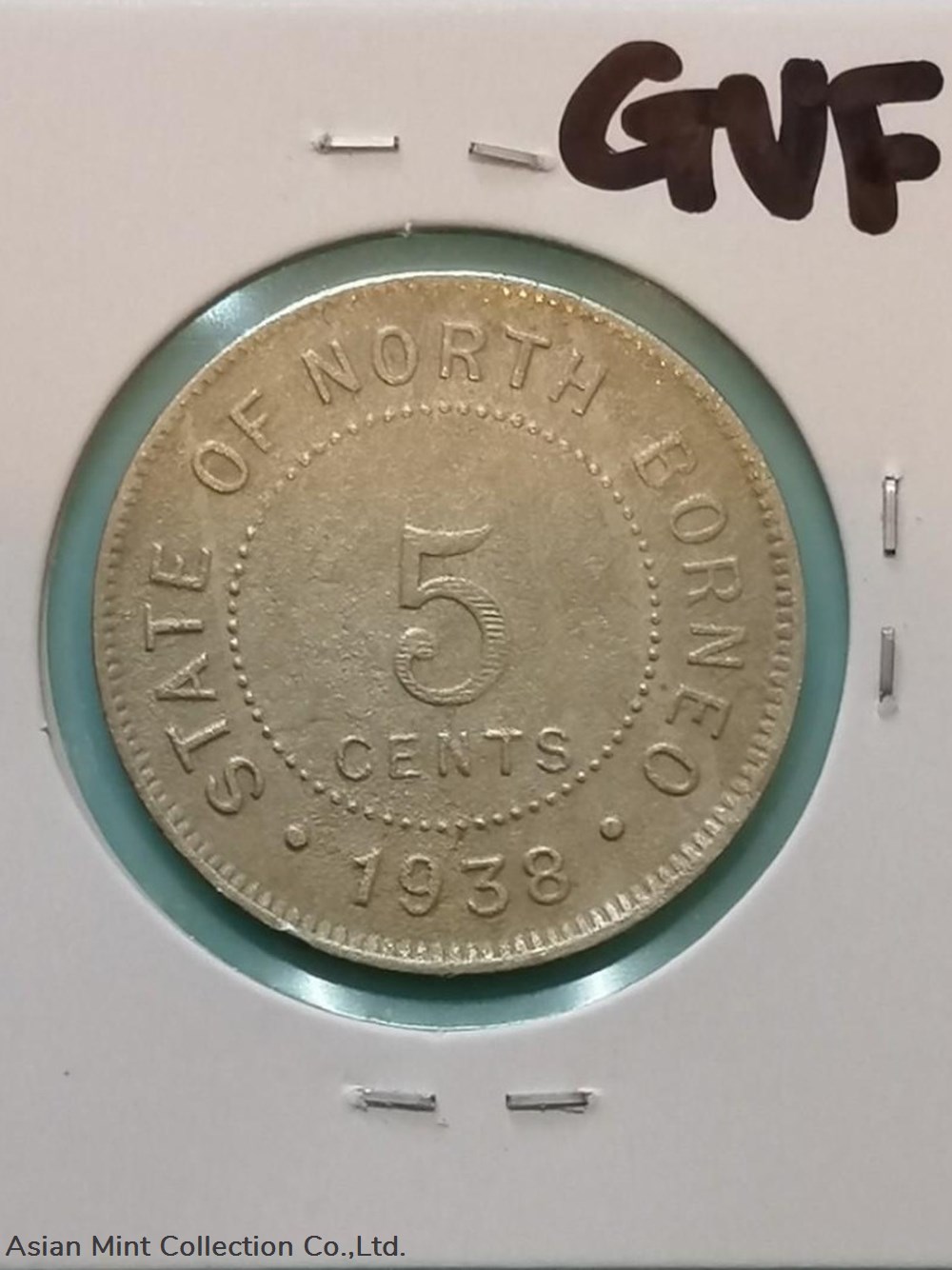 1938 - North Borneo 5 Cent (GVF) #S18 coins 1938 north borneo 5 cent gvf s18