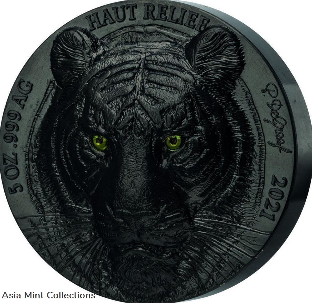 coins ingots bullion ingot 2021 ivory coast big five asian tiger 5oz silver black silk finish coin