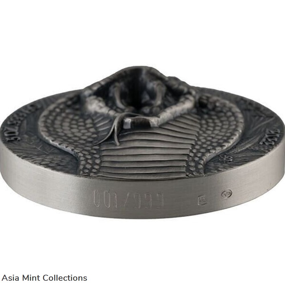 2022 - King Kobra Big Five Asia 5 oz Antique finish Silver Coin CFA Ivory Coast 3 coins ingots bullion 2022 king kobra big five asia 5 oz antique finish silver coin cfa ivory coast