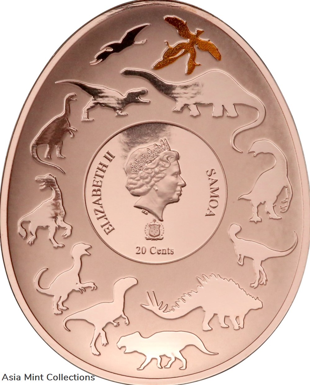 2022 - Samoa 20cents Dinosaurs in Asia 5 Microraptor Gui Curved commemorative coin 2 coins ingots bullion copper 2022 samoa 20cents dinosaurs in asia 5 microraptor gui curved commemorative coin