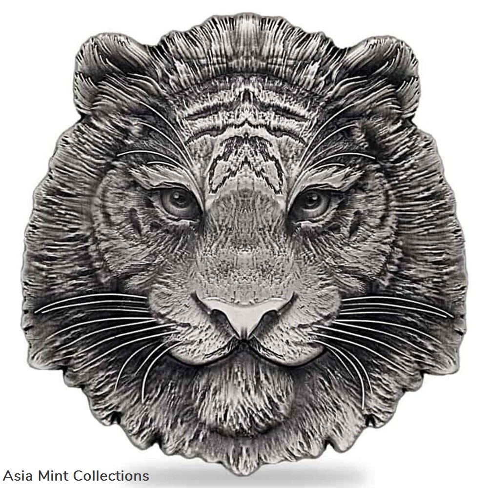 2022 - 1 Oz Silver Coin Chad 5000 Francs CFA Tiger Shaped High Relief Coin 2 coins ingots bullion ingot 2022 1 oz silver coin chad 5000 francs cfa tiger shaped high relief coin