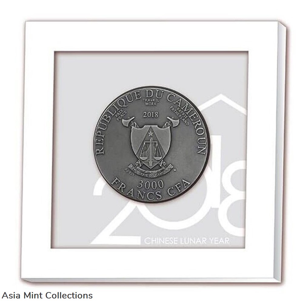 2018 - Year of the Dog 3 oz Antique finish Silver Coin 3000 Francs CFA Cameroon 4 coins ingots bullion 2018 year of the dog 3 oz antique finish silver coin 3000 francs cfa cameroon