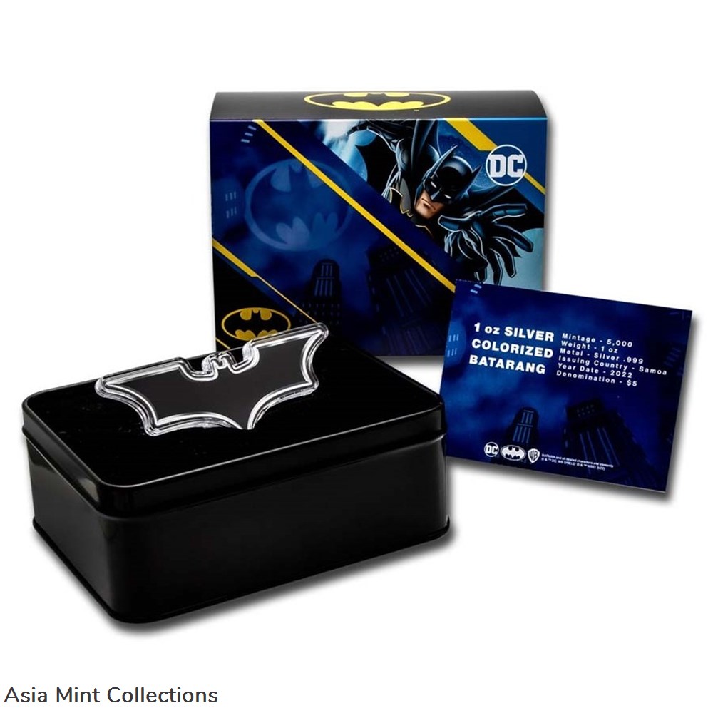 coins ingots bullion 2022 samoa 1 batman batarng special shaped colorized 1oz silver proof coin