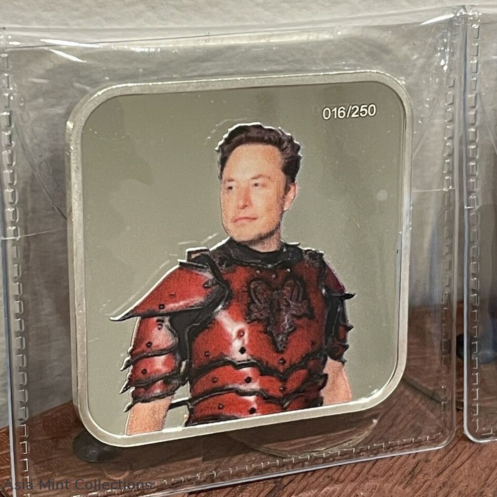 2023 - 1 OZ .999 Fine Silver Square Bar Colorized Elon Musk X Logo Back - Ltd Ed. #/250 2 coins ingots bullion coin 2023 1 oz 999 fine silver square bar colorized elon musk x logo back ltd ed 250