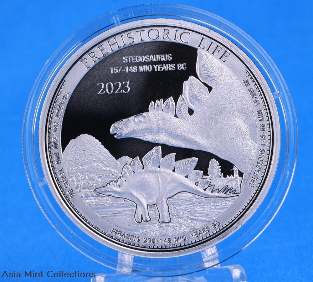 2023 - Prehistoric Life Stegosaurus (12.) Silver Coin 1 oz 999 Silver Congo ST 3 coins ingots bullion 2023 prehistoric life stegosaurus 12 silver coin 1 oz 999 silver congo st