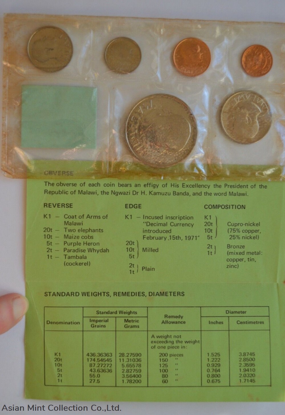 1967 Malawi Uncirculated 6 Coin Set $1 to 1 Cent Red Folder 2 coins world singapore 1967 malawi uncirculated 6 coin set 1 to 1 cent red folder