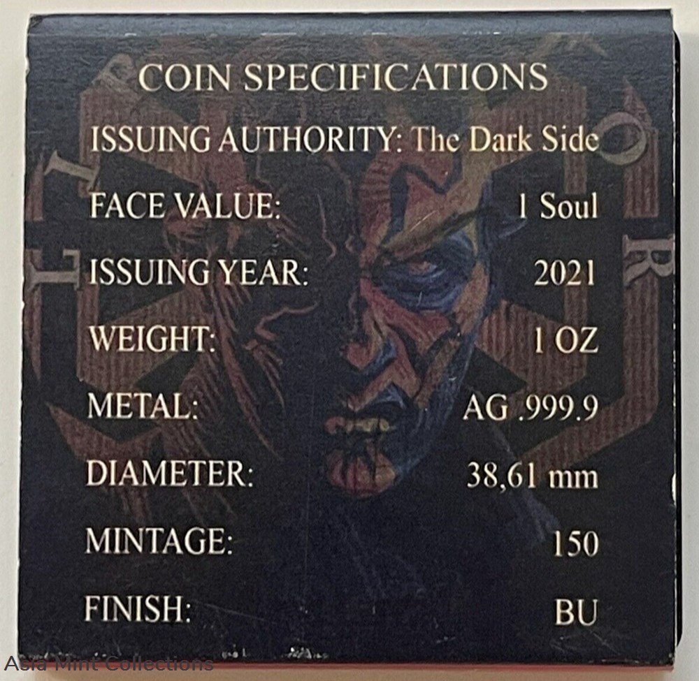 2021 DARTH MAUL Dark Side 1 Soul "THE LIBERATOR" 1 Oz 9999 Fine Silver Coin 7 coins ingots bullion 2021 darth maul dark side 1 soul the liberator 1 oz 9999 fine silver coin