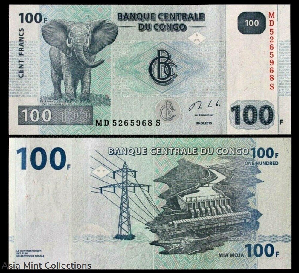 banknotes 2013 banknote banknote central bank of the congo 100 francs unc
