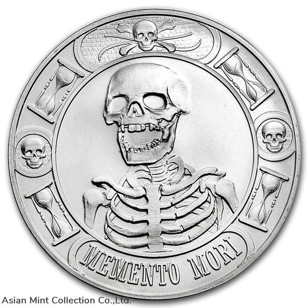 2016 - Anonymous Mint Memento Mori Last Laugh Skeleton 1 oz .999 Fine Silver Round coins world united states 2016 anonymous mint memento mori last laugh skeleton 1 oz 999 fine silver round