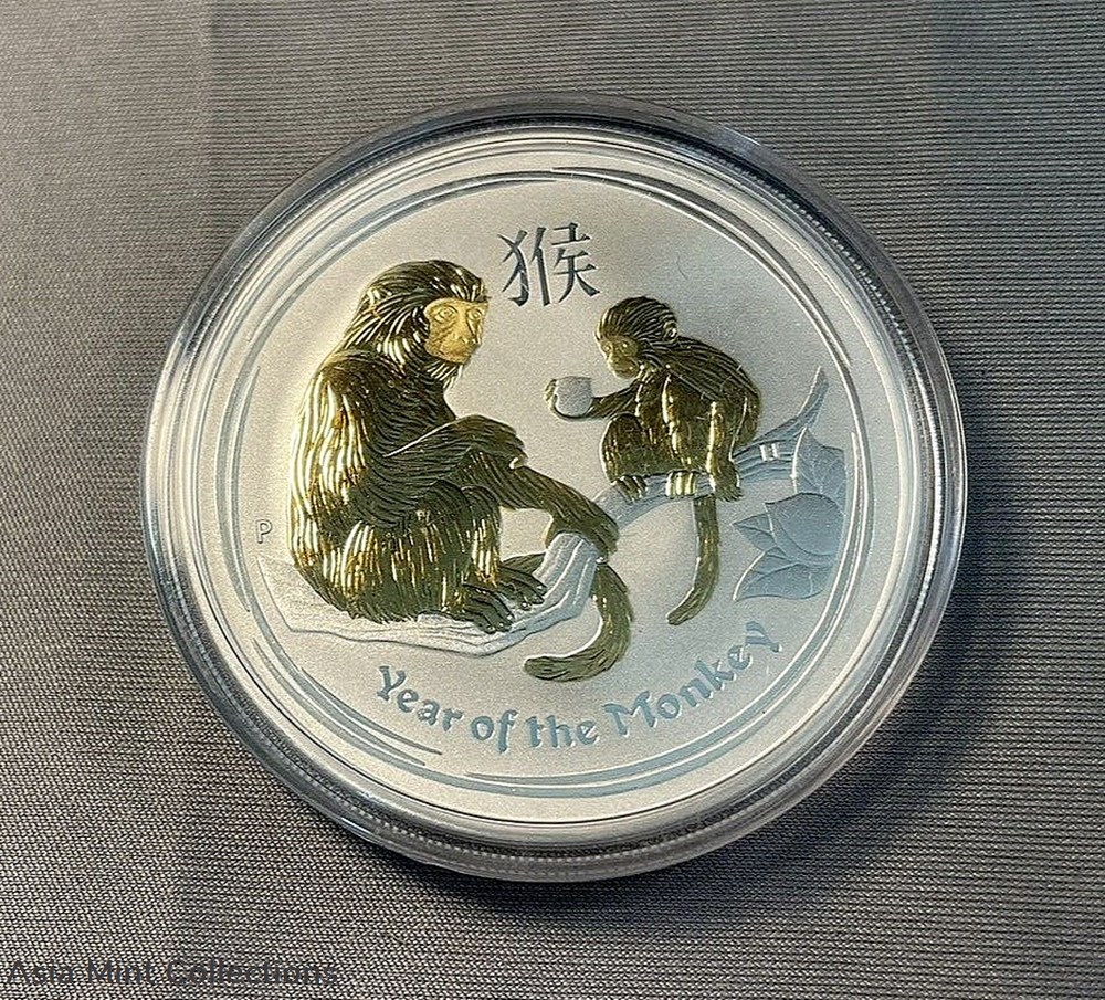 2016 - Silver! Gilded Gold by Perth Mint 1 troy oz .999 Fine $1 Lunar II Coin coins 2016 silver gilded gold by perth mint 1 troy oz 999 fine 1 lunar ii coin