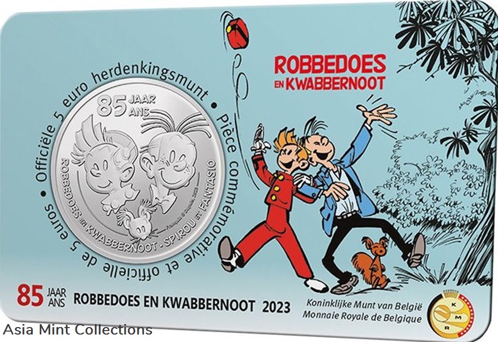 coins ingots bullion silver coin 2023 belgium 5 euro 85 years spirou fantasio
