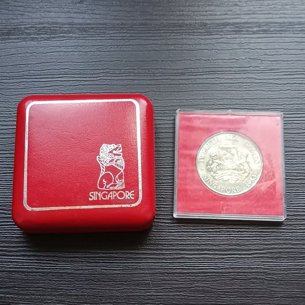 world 1983 singapore 5 silver proof copper nickel coins sea games
