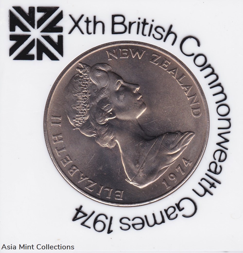 1974 New Zealand One Dollar Xth British Commonwealth Games Commemorative Coin 2 coins ingots bullion 1974 new zealand one dollar xth british commonwealth games commemorative coin