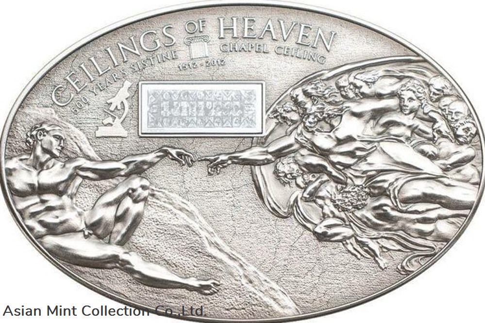 2012 - NANO SISTINE CHAPEL Ceilings of Heaven Silver Coin 5$ coins ingots bullion 2012 nano sistine chapel ceilings of heaven silver coin 5