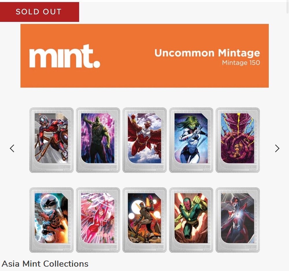 2023 - MARVEL mint Trading Coins GROOT NZ Mint ONLY 74/150 Coins Uncommon Mintage Orange 4 ingots bullion silver 2023 marvel mint trading coins groot nz mint only 74 150 coins uncommon mintage orange